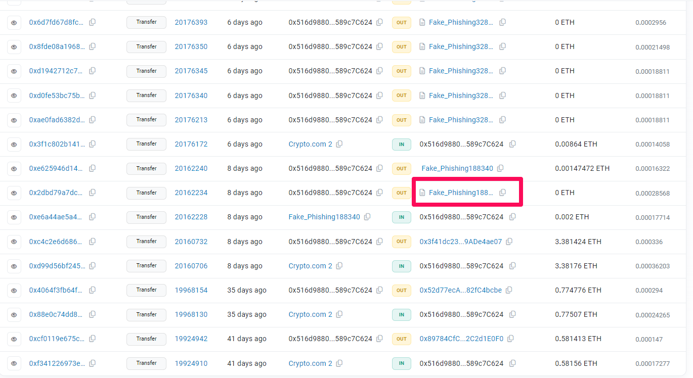 phishing scam etherscan transactions